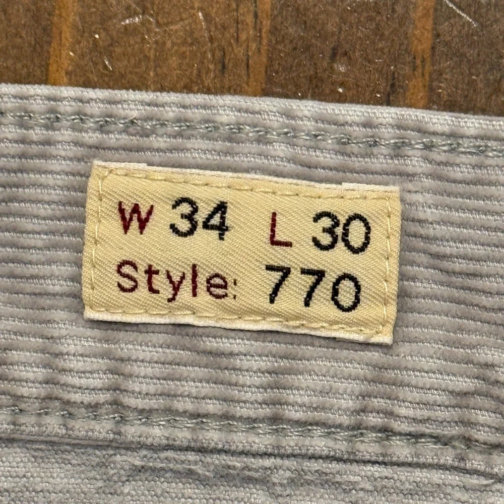 J. Crew‎ Men's Gray Corduroy Straight Leg Pants Style 770 Size 34x30